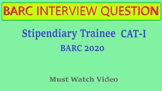 BARC INTERVIEW FOR STIPENDIARY TRAINEE CATI MECHANICAL [upl. by Aleras]