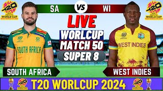 West Indies vs South Africa Match Live  Live Score amp Commentary  WI vs SA T20 World Cup Match Live [upl. by Lladnew]