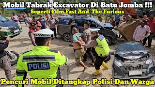 Detikdetik Pencuri Mobil Ditangkap Polisi Hingga Menabrak Excavator Di Batu Jomba [upl. by Dinah]