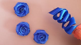 Ribbon Flowers  How to make ribbon flowers  Easy making with needle  Amazing Ribbon Tricks [upl. by Adnalra]