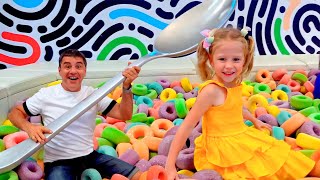 Nastya and dad have fun in the playgrounds and the amusement park for kids [upl. by Ninon982]