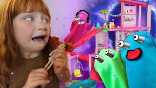 mini RAiNBOW GHOSTS in New Barbie DreamHouse Surprise Party for Adley and Barbies New Music Video [upl. by Yoshio242]