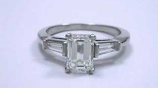 Emerald Cut Diamond Ring 127carat tapered baguette sides [upl. by Maida]