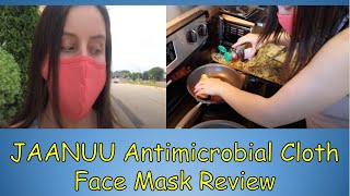 Review of Jaanuu Reusable Antimicrobial Finished Cloth Face Mask Unboxing  Full Day of Use [upl. by Talich]