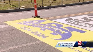 Boston Marathon Start Line painted in Hopkinton [upl. by Agbogla]