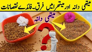 Difference between Methi Dana and Methra  Methi Dana ke Fayde  Methray k faidy  Methra vs Methi [upl. by Eralcyram51]