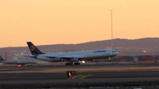 Lufthansa German Airlines Airbus A340300 Departs Boston  February 7 2010 [upl. by Pell936]