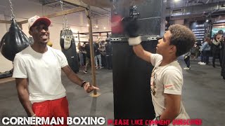 BRUCE CARRINGTON SHOWS YOUTH HOW TO HIT SPEED BAG TEAMS UP WITH GARDEN OF DREAMS CHILDRENS PROGRAM [upl. by Naujak]