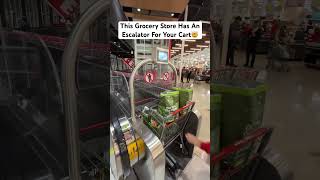 This Grocery Store Has An Escalator For Your Cart🤯 lifehack heb grocerystore [upl. by Netti689]