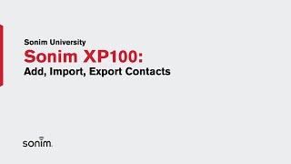 XP100  AddImportExport Contacts [upl. by Rintoul]