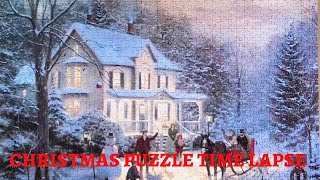 Thomas Kinkade Christmas Jigsaw Puzzle Time Lapse  Oddly Satisfying [upl. by Ahusoj]