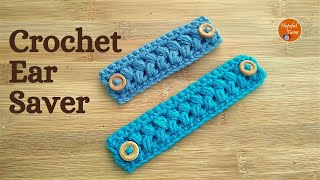 How To Crochet Mask Ear Saver Extender with Bean Stitch [upl. by Schwerin206]