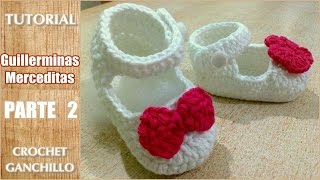 DIY Como tejer escarpines merceditas guillerminas a crochet ganchillo parte 22 [upl. by Ydnyl840]