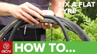 How To Fix A Flat Tyre  Fix A Road Bike Puncture [upl. by Grier]