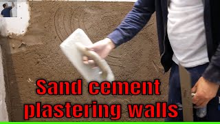 Plastering Walls With Sand Cement short PLASTERING TUTORIAL STUCCO SAND amp CEMENT PLASTERING [upl. by Magen]