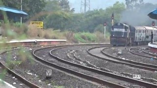 Mumbai bound NETRAVATI EXPRESS hauled by WDM3D curving through Apta railway station [upl. by Artina]