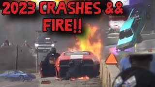 DRAG RACING CRASH FIRE WILD RIDES MORE OF 2023 RACING SEASON  ALL DRIVERS WERE OKAY [upl. by Ebneter]