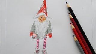 Weihnachts Wichtel malen  how to draw a christmas gnome  как нарисовать рождественского гнома [upl. by Helbona]