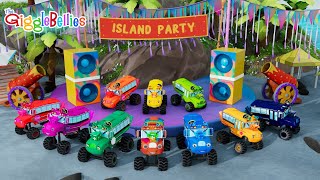 10 Little Buses  Join The Island Party  Nursery Rhymes  GiggleBellies [upl. by Wiltsey960]