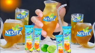 ASMR  DRINK COOL LEMON TEA NESTEA WITH ICE  MUKBANG DRINK  NO TALKING [upl. by Ahrens690]