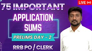 75 IMPORTANT APPLICATION SUMS  RRB POCLERK PRELIMS  QUANTITATIVE APTITUDE  DAY  2  MRKARTHIK [upl. by Llenna]