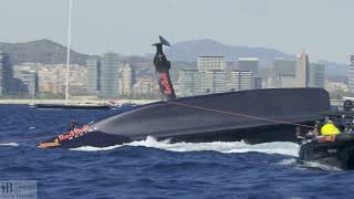 Alinghi Red Bull Racing capsize  Barcelona  September 29 2024 [upl. by Neetsirk]