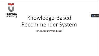 Knowledge Based Recommender System Part 1 [upl. by Ayor]