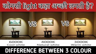 Led lighting colour temperature difference  white 6500k vs natural white 4000k vs warm white 3000k [upl. by Siravat134]