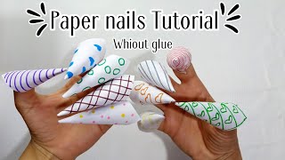 Tutorial how to make paper nailspaper nails tutorial🔥How to make paper nails🙈✨ [upl. by Uliram]