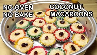 STEAMED MACAROONS RECIPENO BAKENO OVENHOW TO MAKE COCONUT MACAROONS  MACAROONS WITH RAISINS [upl. by Ivgnout281]