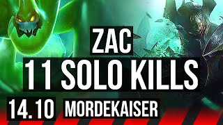 ZAC vs MORDEKAISER TOP  1305 11 solo kills Legendary 500 games  KR Master  1410 [upl. by Nyraf]