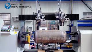 Air compressor tank automatic welding line [upl. by Nocaj]