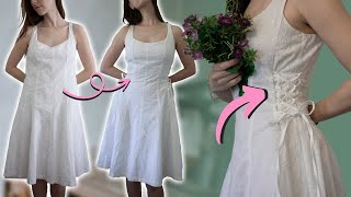 make a LOOSE DRESS TIGHTER the fast and easy way  Side Lace Up Dress Sewing Tutorial DIY [upl. by Giuditta733]