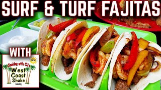 HOW TO MAKE THE BEST FAJITAS ON THE GRIDDLE SURF AND TURF STEAK AND SHRIMP FAJITAS  EASY RECIPE [upl. by Nihsfa430]