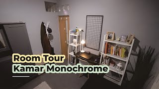 Room Tour Kamar Aesthetic Monochrome Minimalist  Room Tour Keliling [upl. by Afatsom]