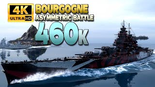 Battleship Bourgogne Asymmetric battle on map Shards  World of Warships [upl. by Kippy474]