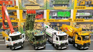 Diecast Truck Vehicles of Concrete Pump Truck Military Truck Dust Suppression Truck Mixer Truck [upl. by Nylahs872]