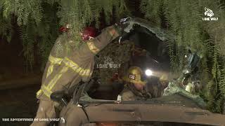 MORENO VALLEY EXTENDED EXTRICATION CAR SLAMS INTO TREE [upl. by Aibat841]