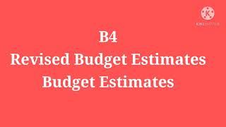 B4Budget EstimatesRevised Budget EstimatesPart First [upl. by Fletch]