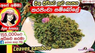 ✔ කොලෙස්ටරෝල් දිය කරන සම්බෝලය burning chutney sambol Curry leaves Apé Amma karapincha [upl. by Particia]