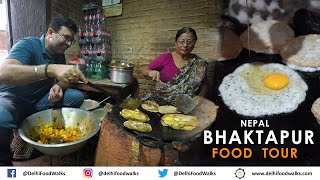 NEPAL BHAKTAPUR Food Tour NEWARI Breakfast  Taas  Bara Wo  JuJu Dhau  Choila  Tho Local Beer [upl. by Benjamen]