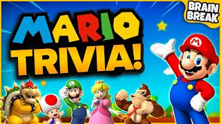 Mario Quiz For Kids  Brain Break  Mario Workout  Just Dance  GoNoodle [upl. by Ilanos]