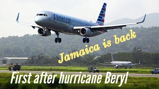 Jamaica first flight after hurricane Beryl [upl. by Atsirc]