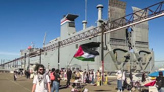 ProPalestinian protesters block ship from departing Oakland for 10 hours [upl. by Leitao]