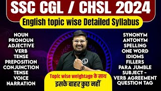 SSC CHSL 2024  English Topic Wise Detailed Syllabus  SSC CHSL English Strategy  SSC CGL 2024 [upl. by Jezreel]