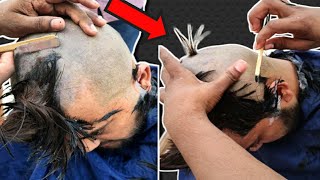 Headshave  How to Dandruff HeadShave in Hindi Dandruff Removal HeadshaveStraight Razor Headshave [upl. by Tova839]