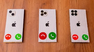 White cardboard iPhone 15 vs iPhone 16 vs iPhone 17 incoming call [upl. by Afital]