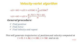 L4  Velocity Verlet Algorithm  Solving equations of motion  Molecular Dynamics [upl. by Darahs]