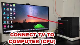 how to connect computer to tv  how to connect cpu to smart tv in hindi [upl. by Ydnarb990]