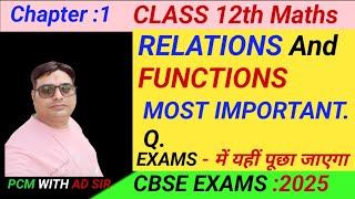 Relations and FunctionsNCERT SolutionsMaths Chapter 01Class 12 Boards [upl. by Marleen]